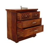 MoonWooden Wooden Sideboard Cabinet Chest of Drawers for Living | Kitchen Cabinet in Honey Finish
